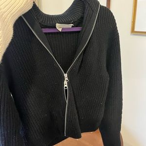 Black Everlane cotton double zip sweater